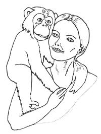 Šimpanz na rameni
