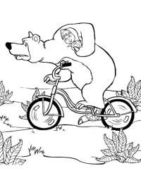 Medvěd a Máša na kole