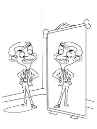 Mr. Bean se kouká do zrcadla