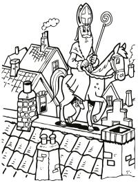Kůň se svatým Nicholasem chodí na střeše
