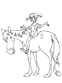 Pippi sedí na koni