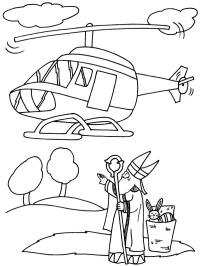 Svatý Mikuláš stojí pod helikoptérou