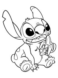 Stitch jí banán