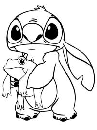 Stitch drží žábu
