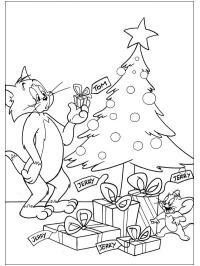 Tom a Jerry před vánočním stromečkem