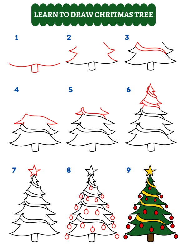 Jak nakreslit vánoční stromeček?