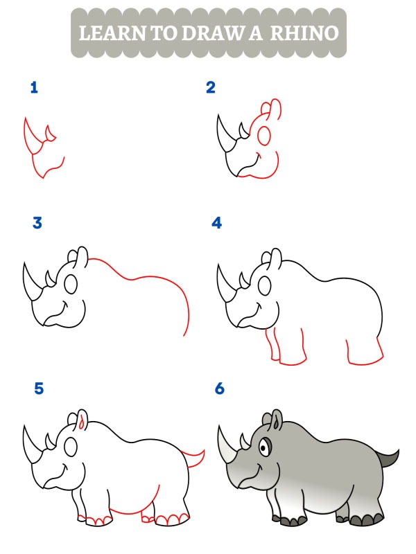 Jak nakreslit nosorožce