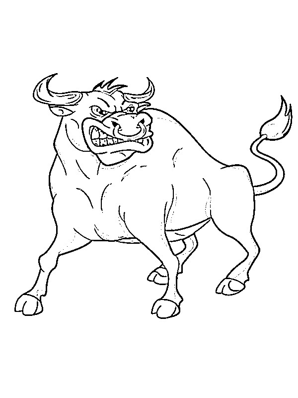Rozzlobený býk omalovánka