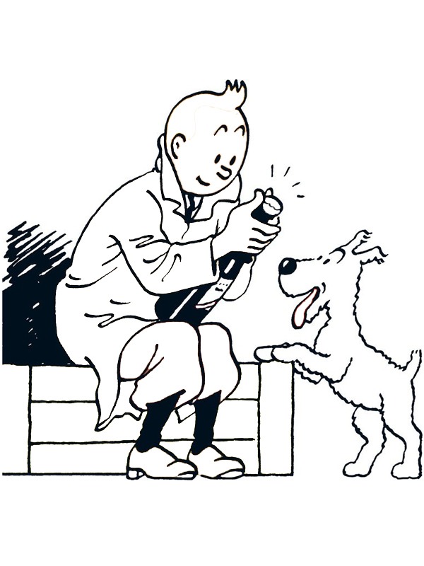 Tintin a Snowy omalovánka