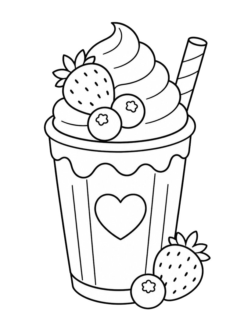 Jahodov&yacute; milkshake omalovánka