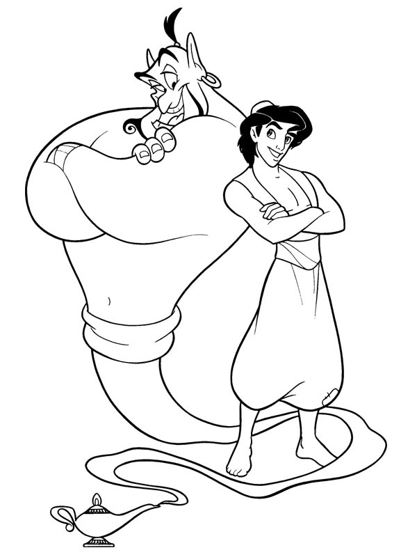 Aladdin a Džin omalovánka