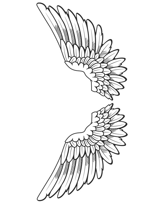 Andělská křídla tetování omalovánka