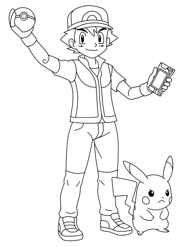 Ash Ketchum a Pikachu omalovánka Ash Ketchum a Pikachu omalovánka