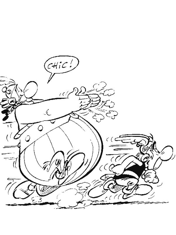 asterix a obelix běží omalovánka
