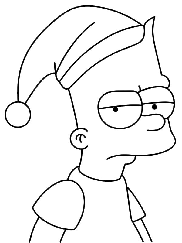 Bart Simpson se santa čepicí omalovánka Bart Simpson se santa čepicí omalovánka