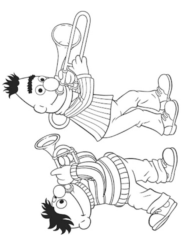 Bert a Ernie hrají na trubku omalovánka