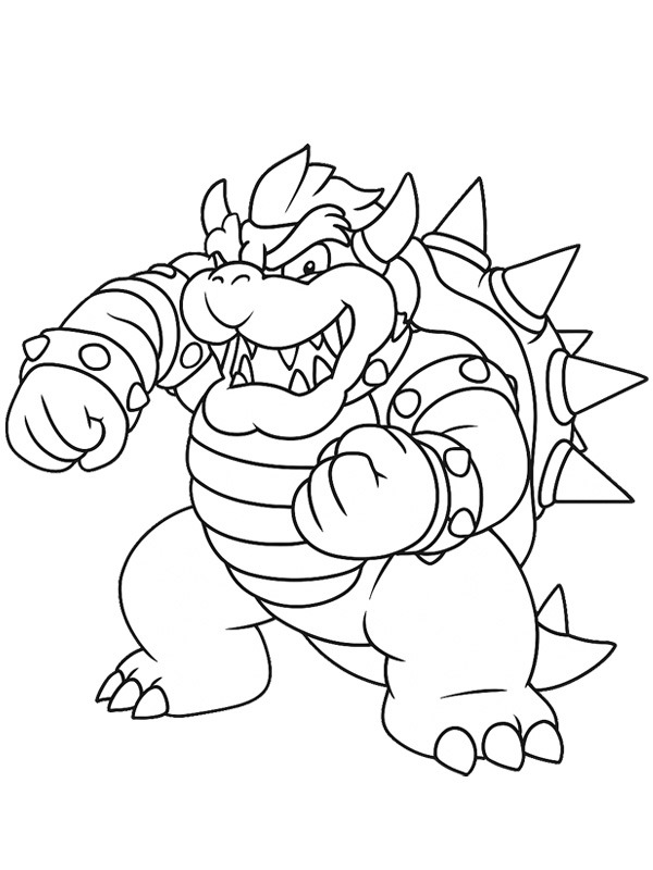 Postava Bowser ze Super Maria omalovánka Postava Bowser ze Super Maria omalovánka