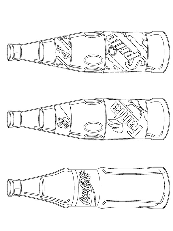 Lahve Cola, Fanta a Sprite omalovánka Lahve Cola, Fanta a Sprite omalovánka