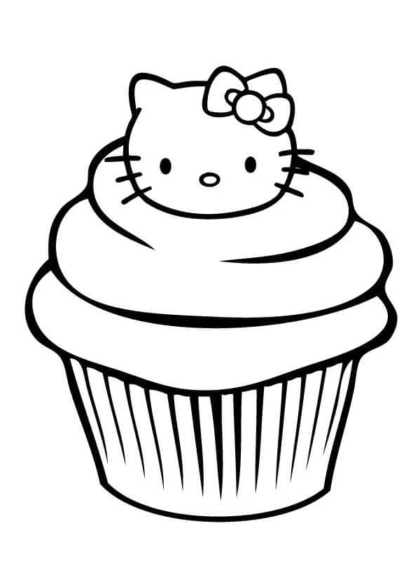 Cupcake Hello Kitty omalovánka Cupcake Hello Kitty omalovánka
