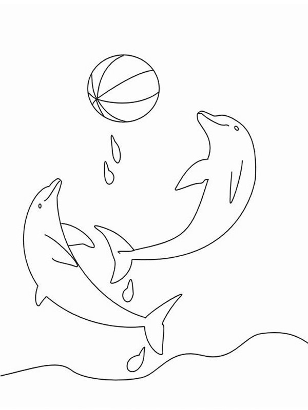 Delfín s míčem omalovánka