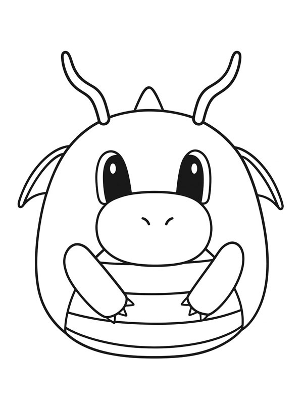 Pokémon Dragonite Squishmallows omalovánka Pokémon Dragonite Squishmallows omalovánka