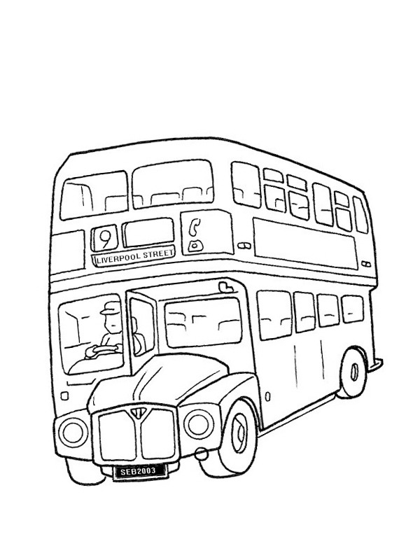 Dvojpatrový autobus omalovánka