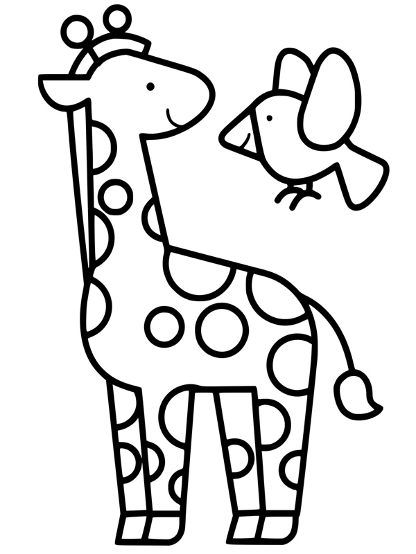 Žirafa jednoduše omalovánka