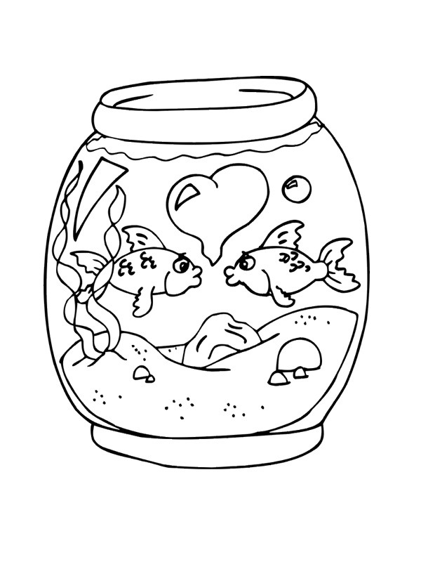 Zlaté rybky v akváriu omalovánka