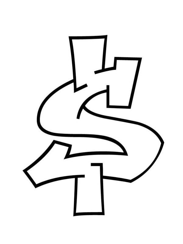 Graffiti znak dolaru omalovánka