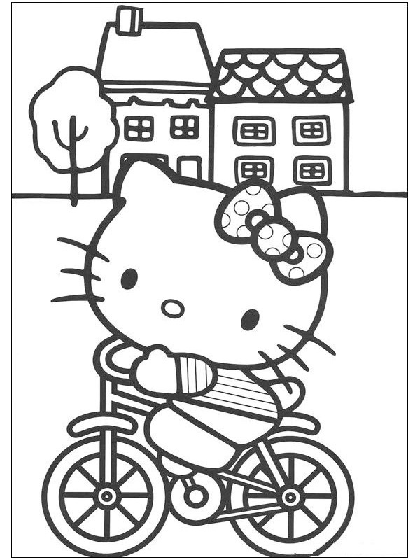 Hello Kitty na kole omalovánka