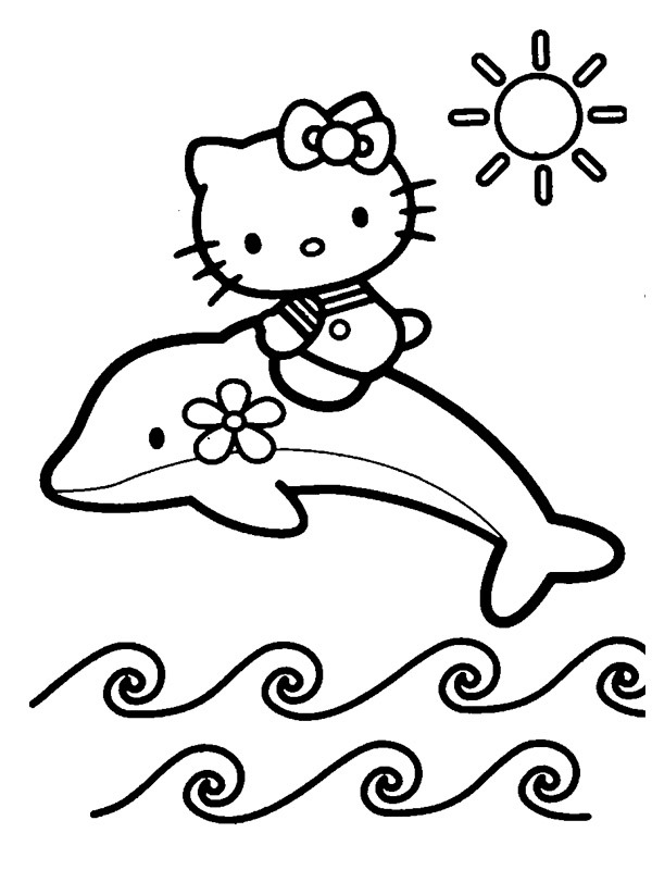 Hello Kitty jezdí na delfínovi omalovánka