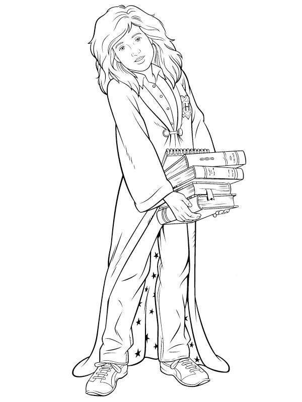 Hermiona Grangerová s knihami omalovánka Hermiona Grangerová s knihami omalovánka