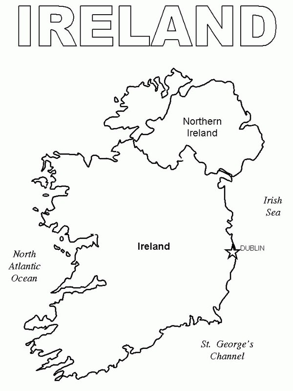 Mapa Irska omalovánka