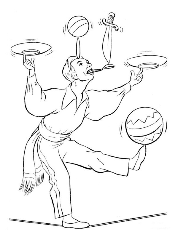 Žonglér omalovánka