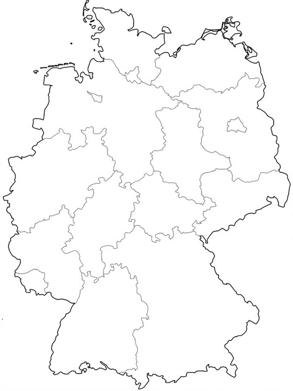 Mapa Německa omalovánka