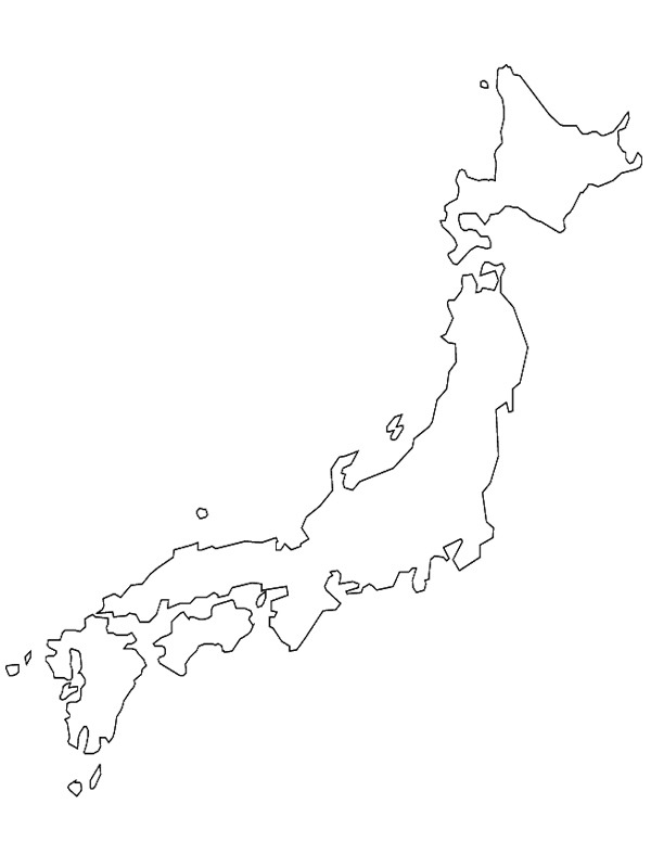 Mapa Japonska omalovánka