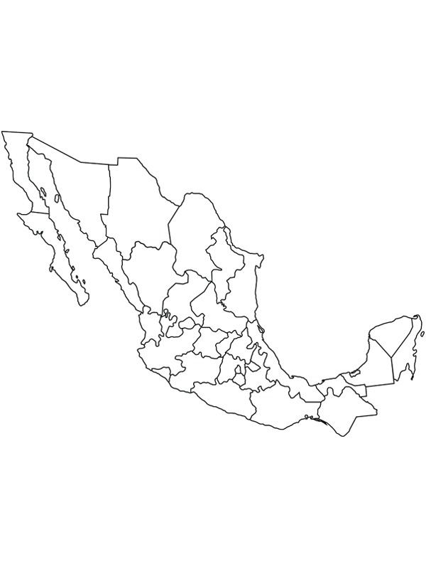 Mapa Mexika omalovánka