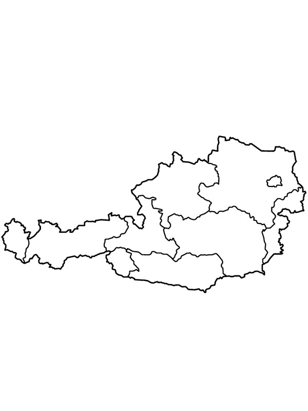 Mapa Rakouska omalovánka