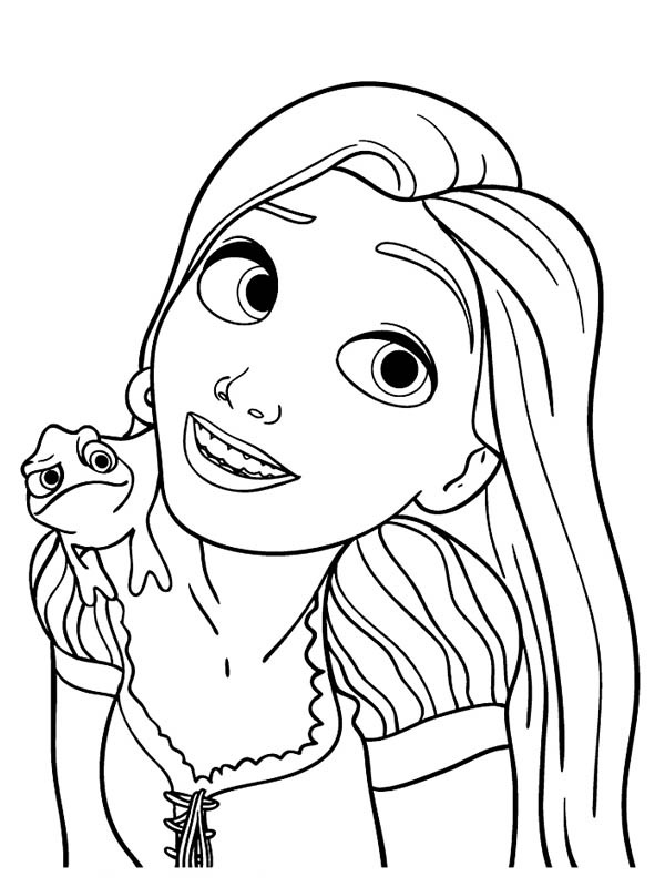 Kameleon na rameni Rapunzel omalovánka Kameleon na rameni Rapunzel omalovánka
