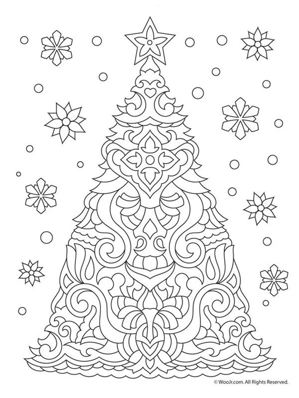 Mandala vánoční stromeček omalovánka