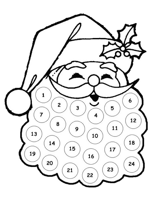 Adventní kalendář Santy Klause omalovánka Adventní kalendář Santy Klause omalovánka