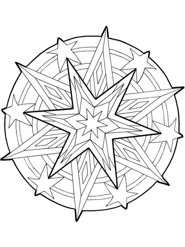 Mandala vánoční hvězda omalovánka Mandala vánoční hvězda omalovánka