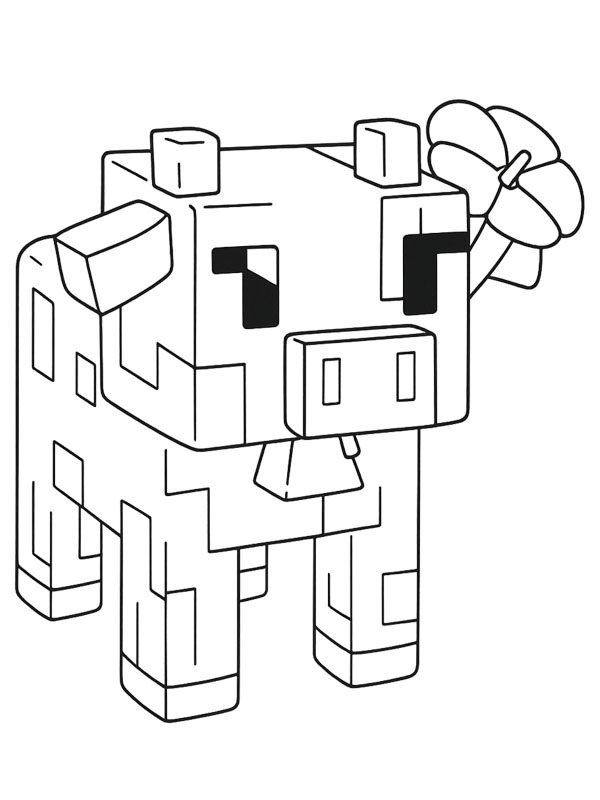 Minecraft kráva s kytkou omalovánka Minecraft kráva s kytkou omalovánka