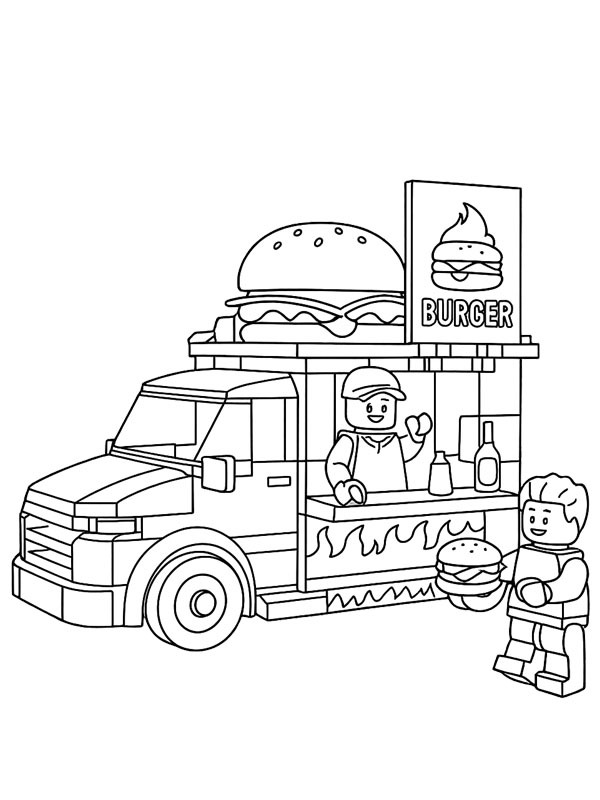 LEGO hamburgerový truck omalovánka LEGO hamburgerový truck omalovánka