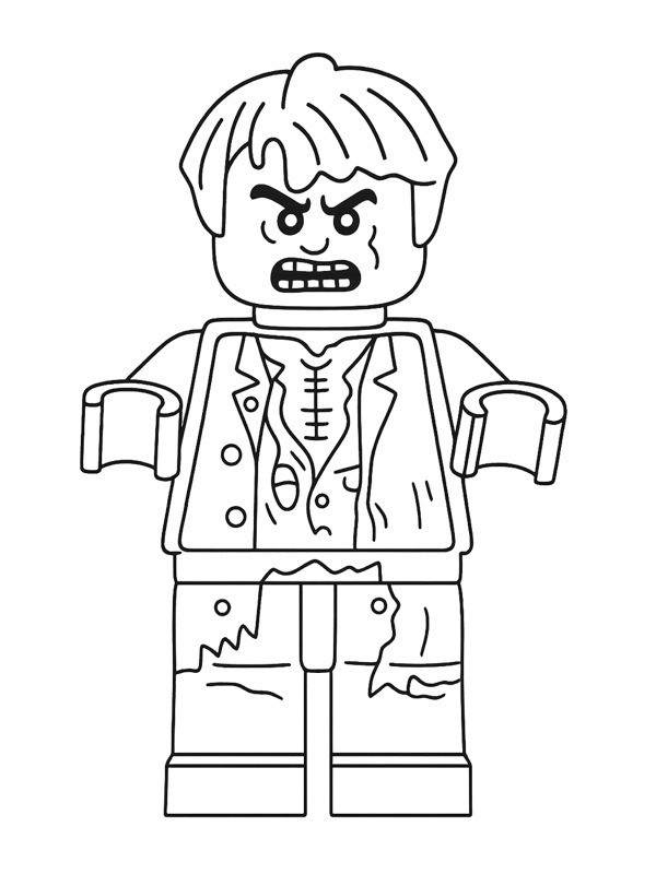 Lego panáček zombie omalovánka Lego panáček zombie omalovánka