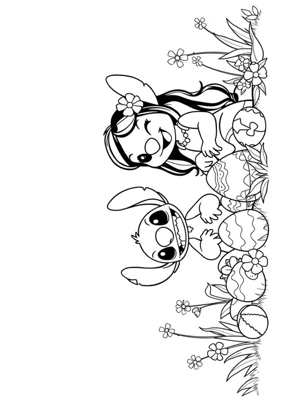 Lilo a Stitch oslavují Velikonoce omalovánka Lilo a Stitch oslavují Velikonoce omalovánka