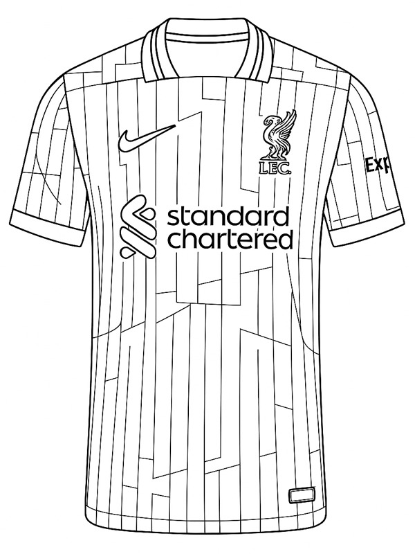 Liverpool fotbalový dres omalovánka Liverpool fotbalový dres omalovánka