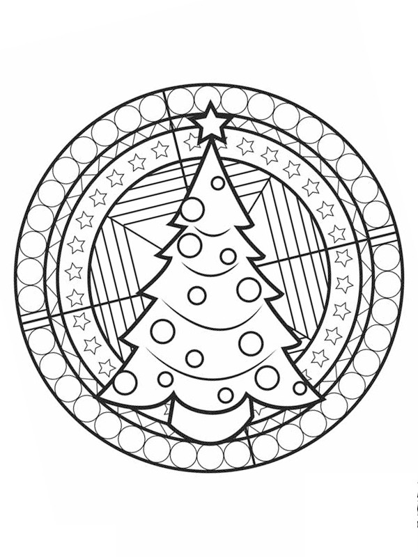 Mandala - vánoční stromeček omalovánka