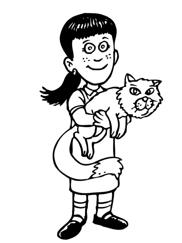 Dívka s kočkou omalovánka