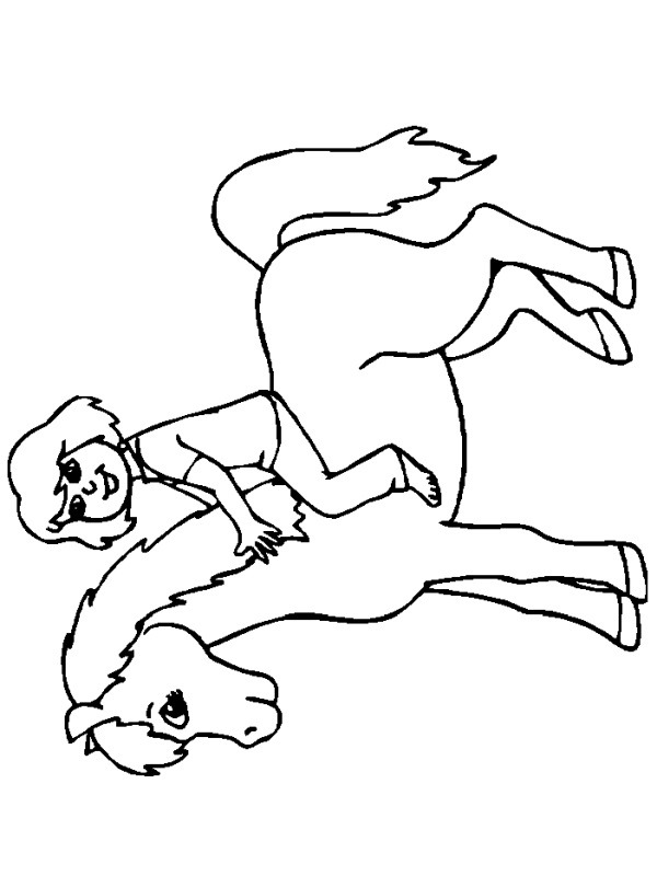 Mladá dívka jede na koni omalovánka
